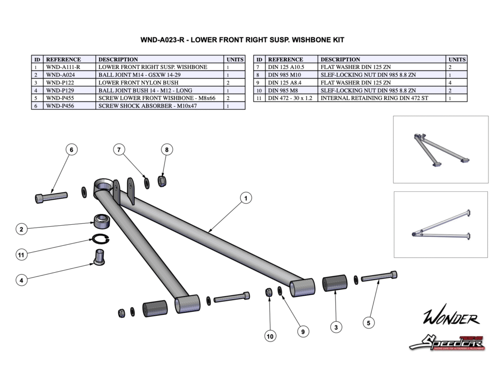 LOWER FRONT RIGHT SUSP. WISHBONE KIT