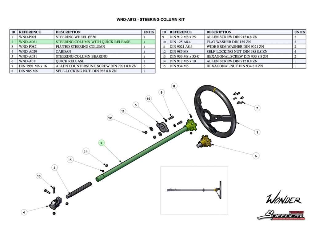 STEERING COLUMN WITH QUICK RELEASE